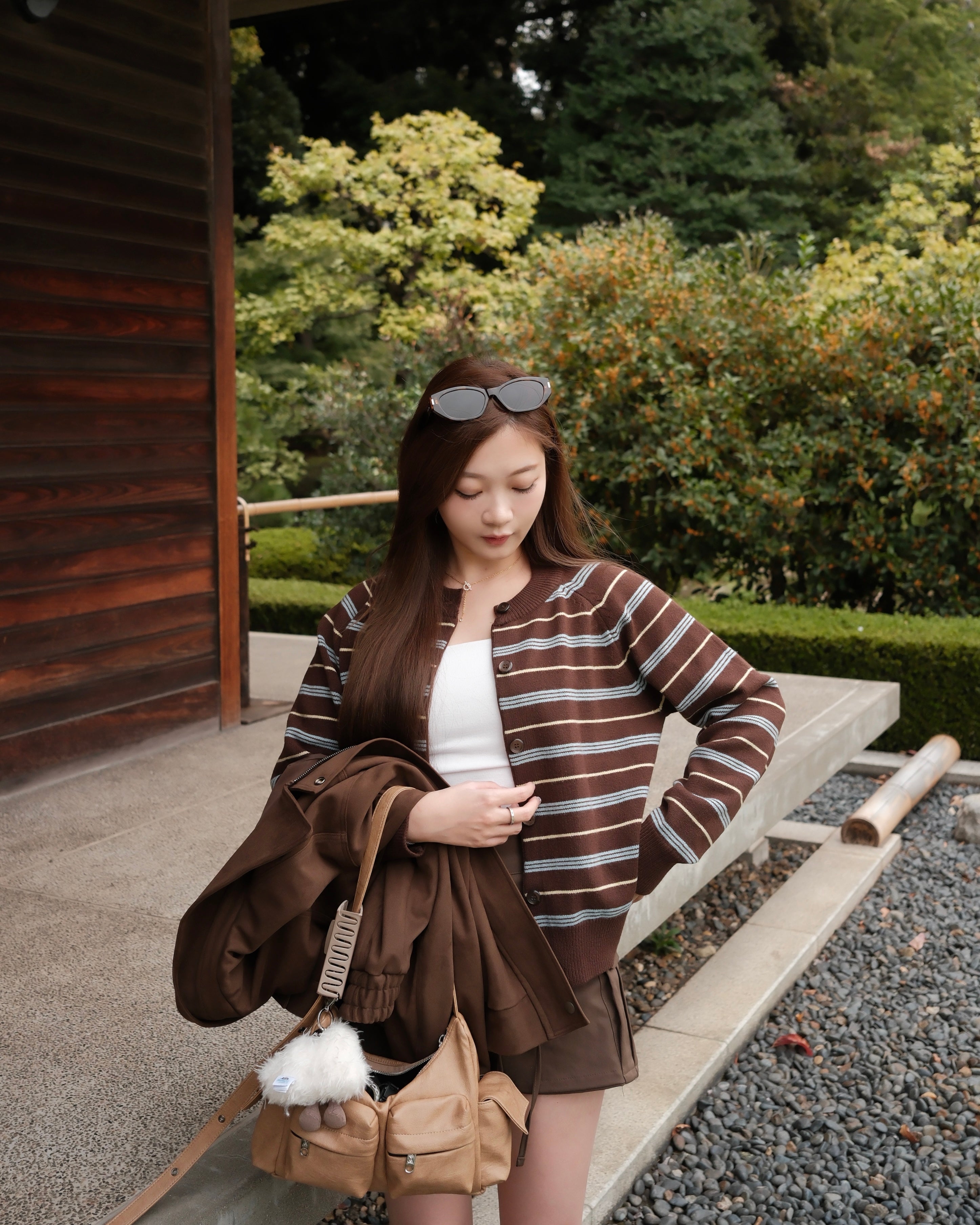 STRIPE開胸針織外套