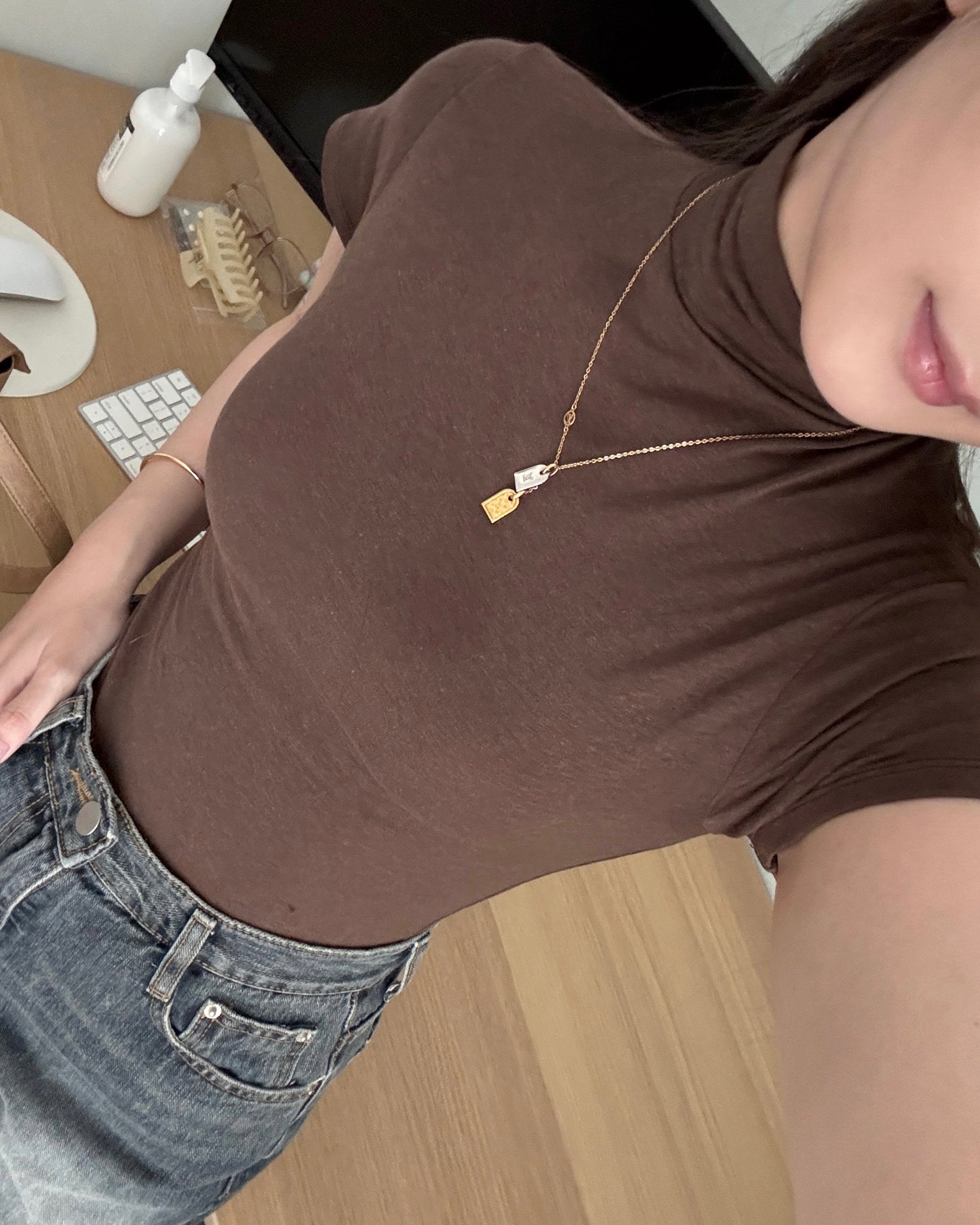 3色CLEAN FIT高領軟糯短TEE