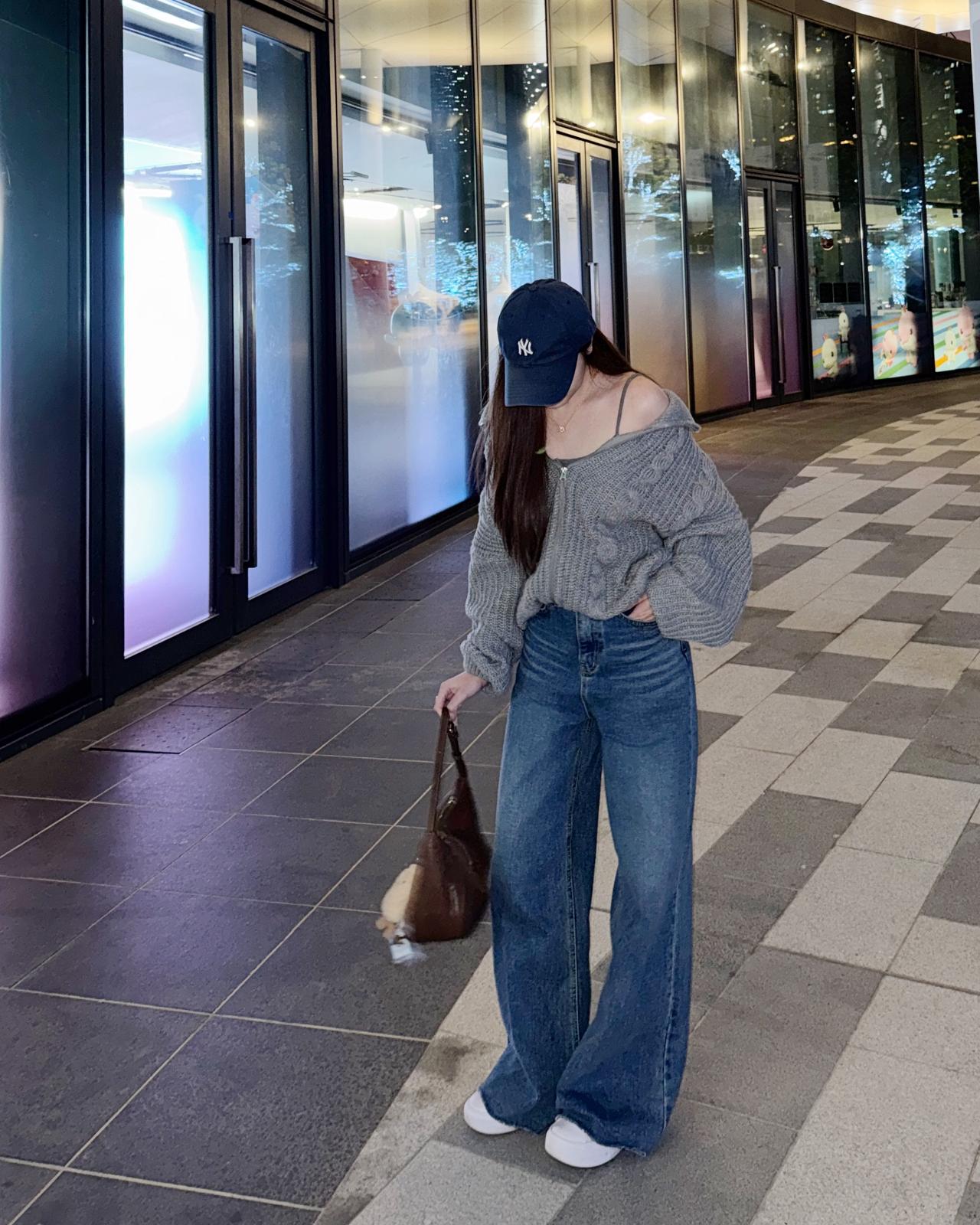 OVERSIZE拉鍊扭紋針織外套