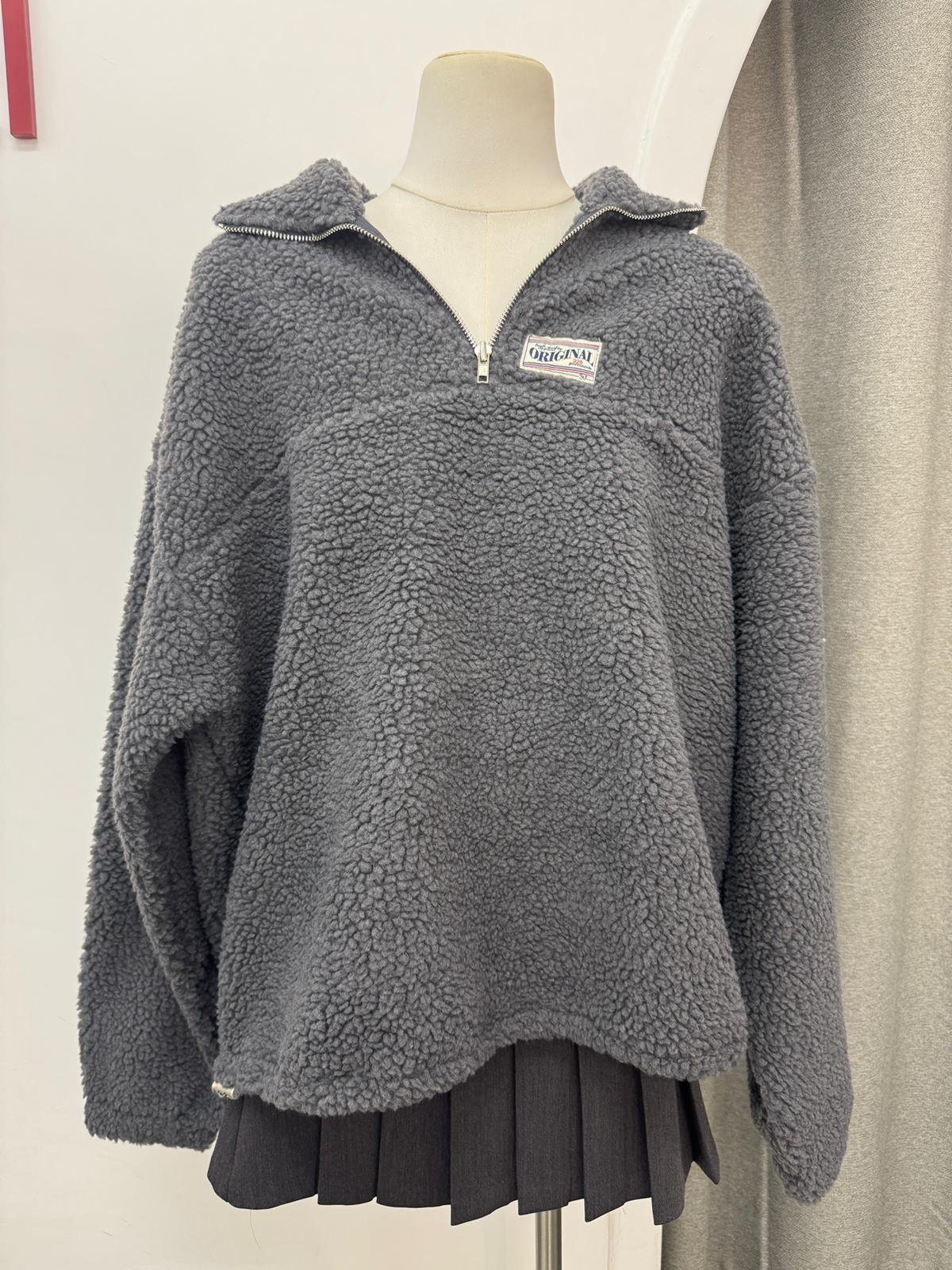 小綿羊拉鍊翻領衛衣