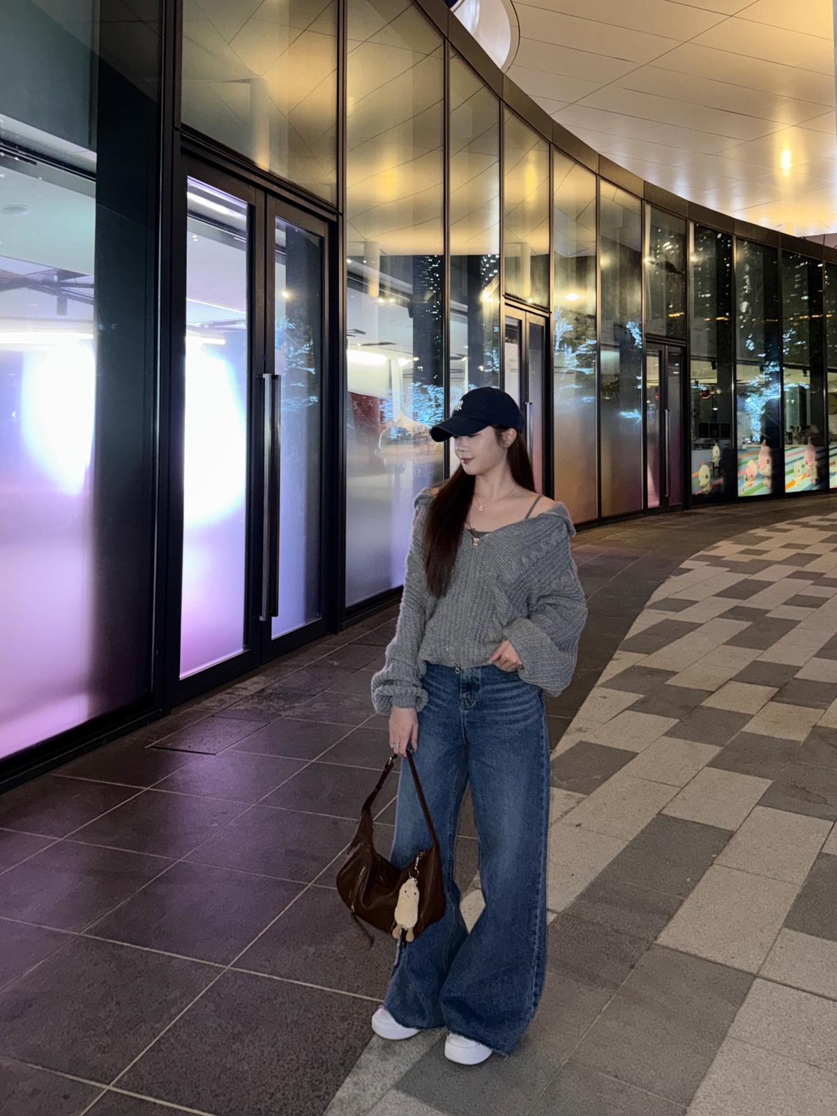 OVERSIZE拉鍊扭紋針織外套