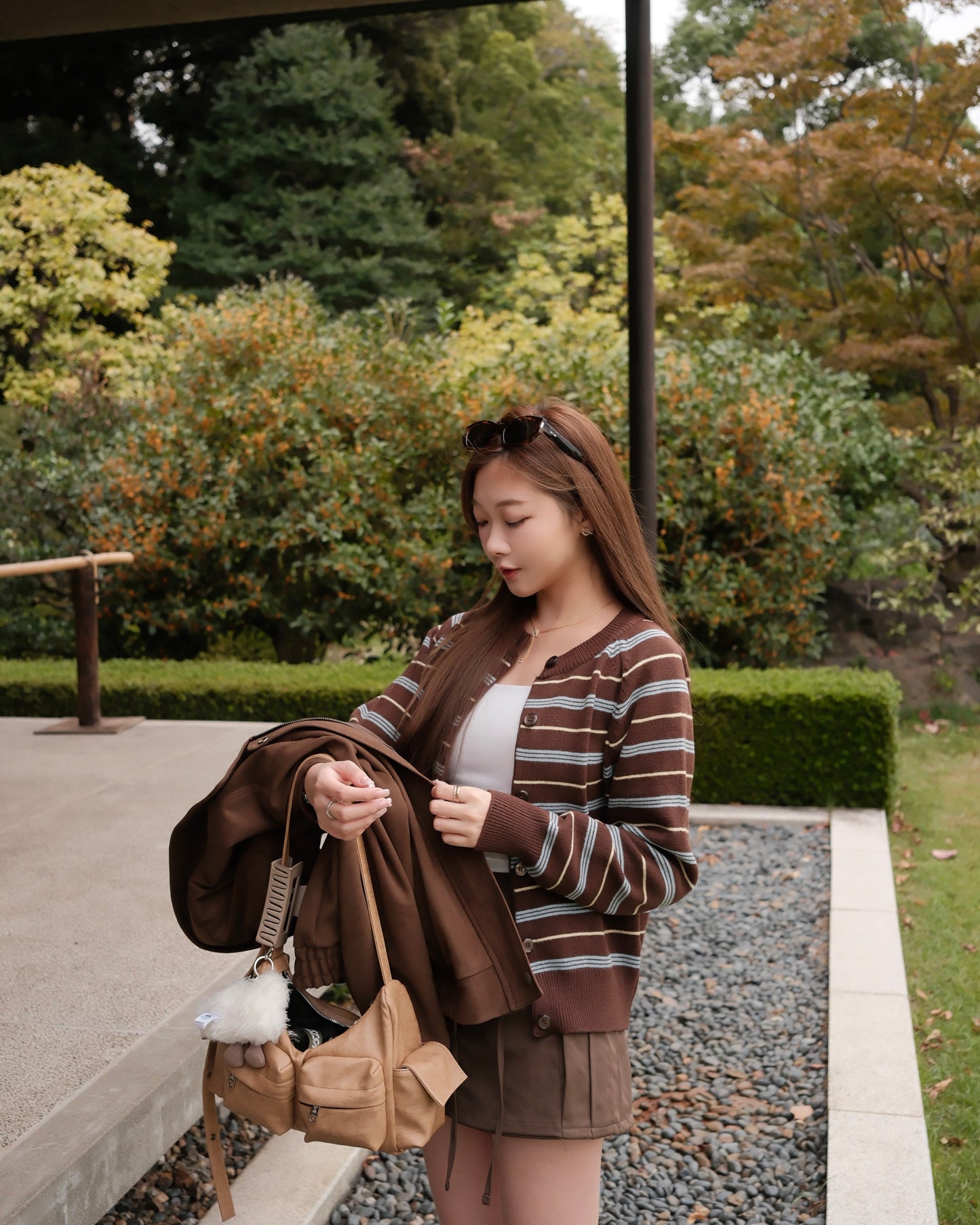 STRIPE開胸針織外套