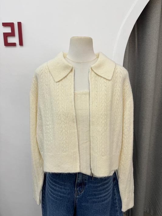 SOFT針織拉鍊外套背心套裝