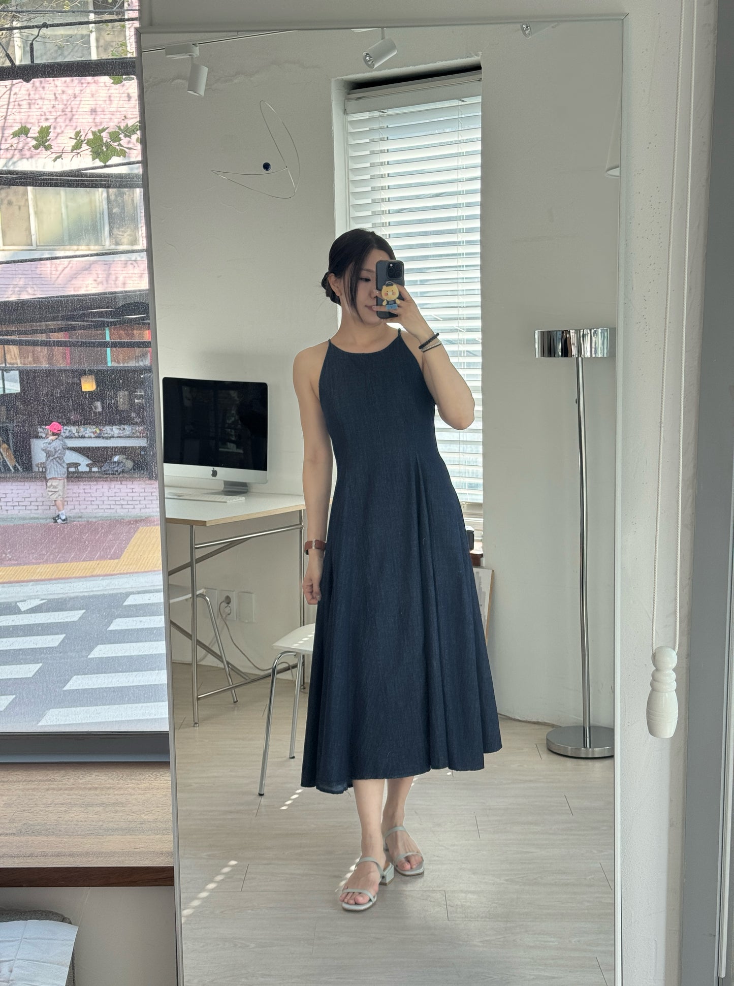 牛仔吊帶MAXI DRESS