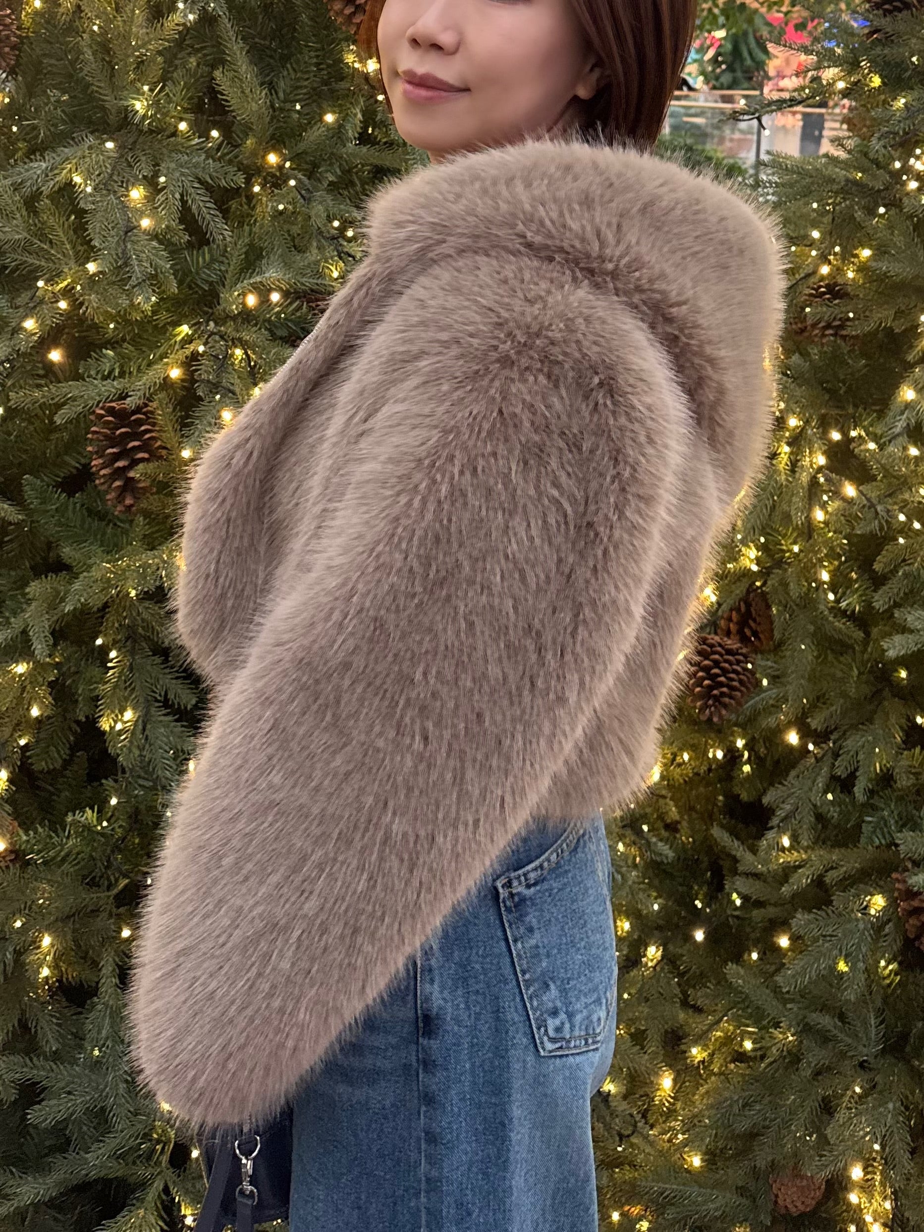 短版連帽毛毛外套