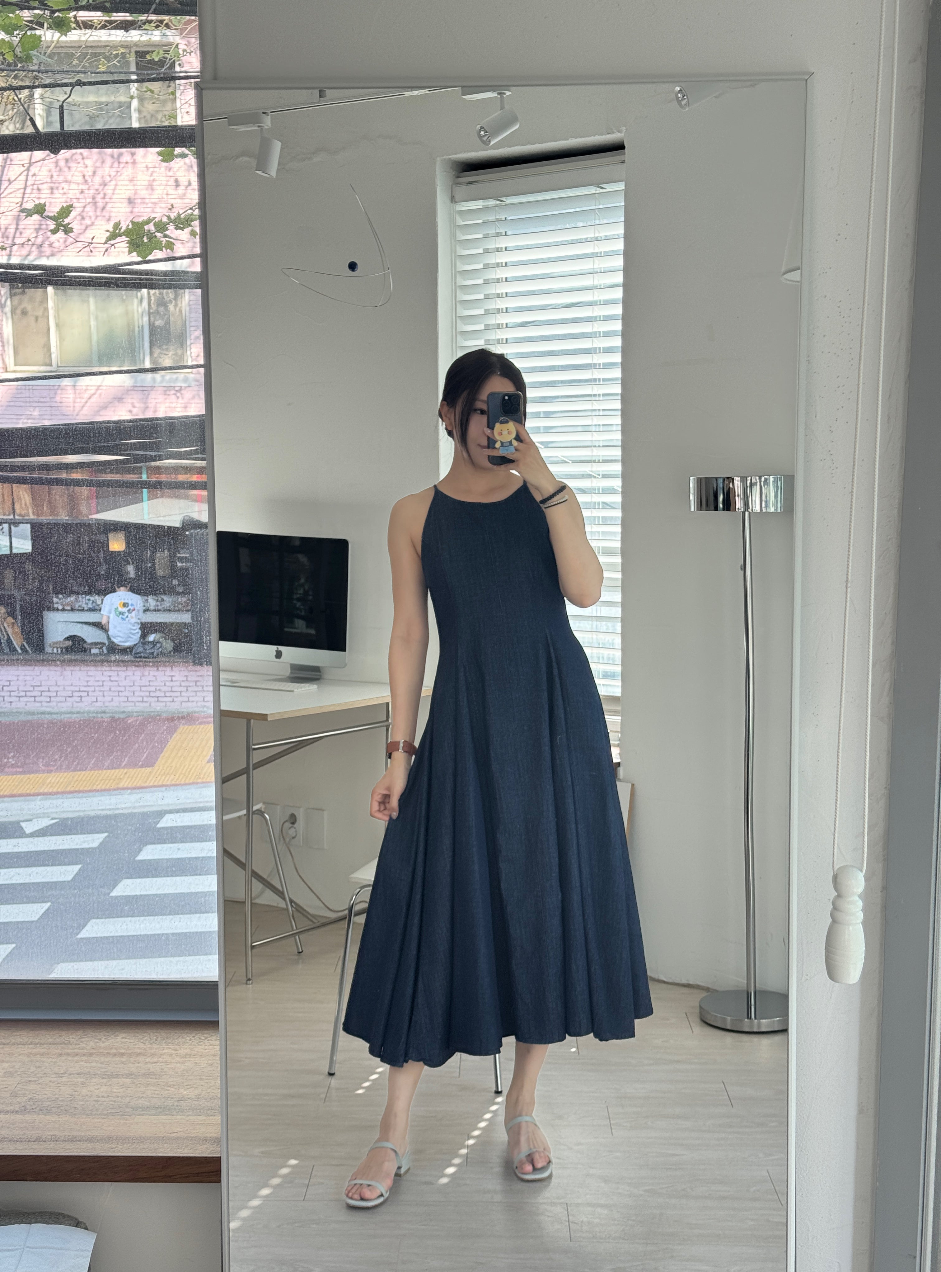 牛仔吊帶MAXI DRESS