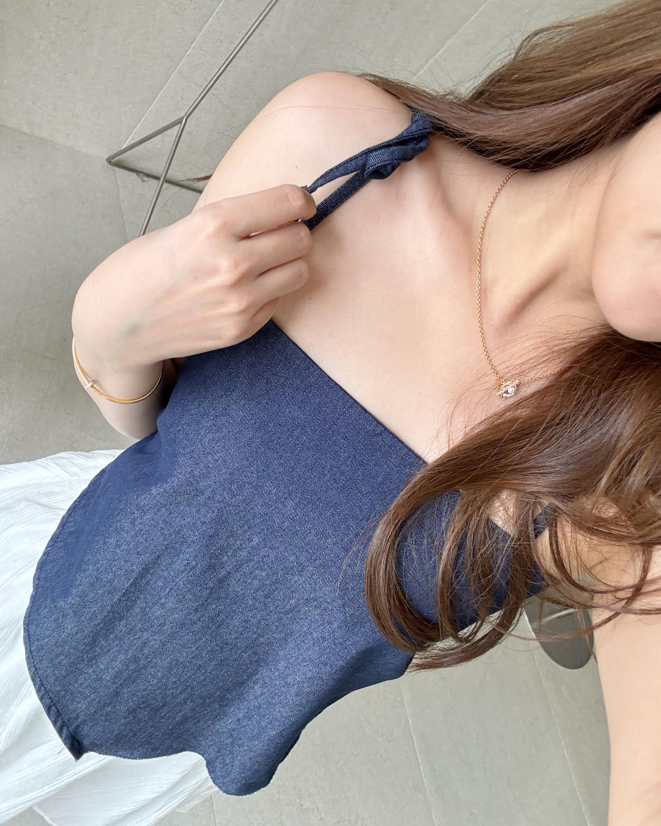 牛仔綁結背心