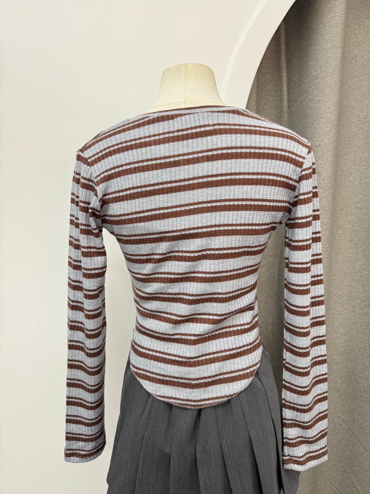 ROUND CUT間紋長袖TEE