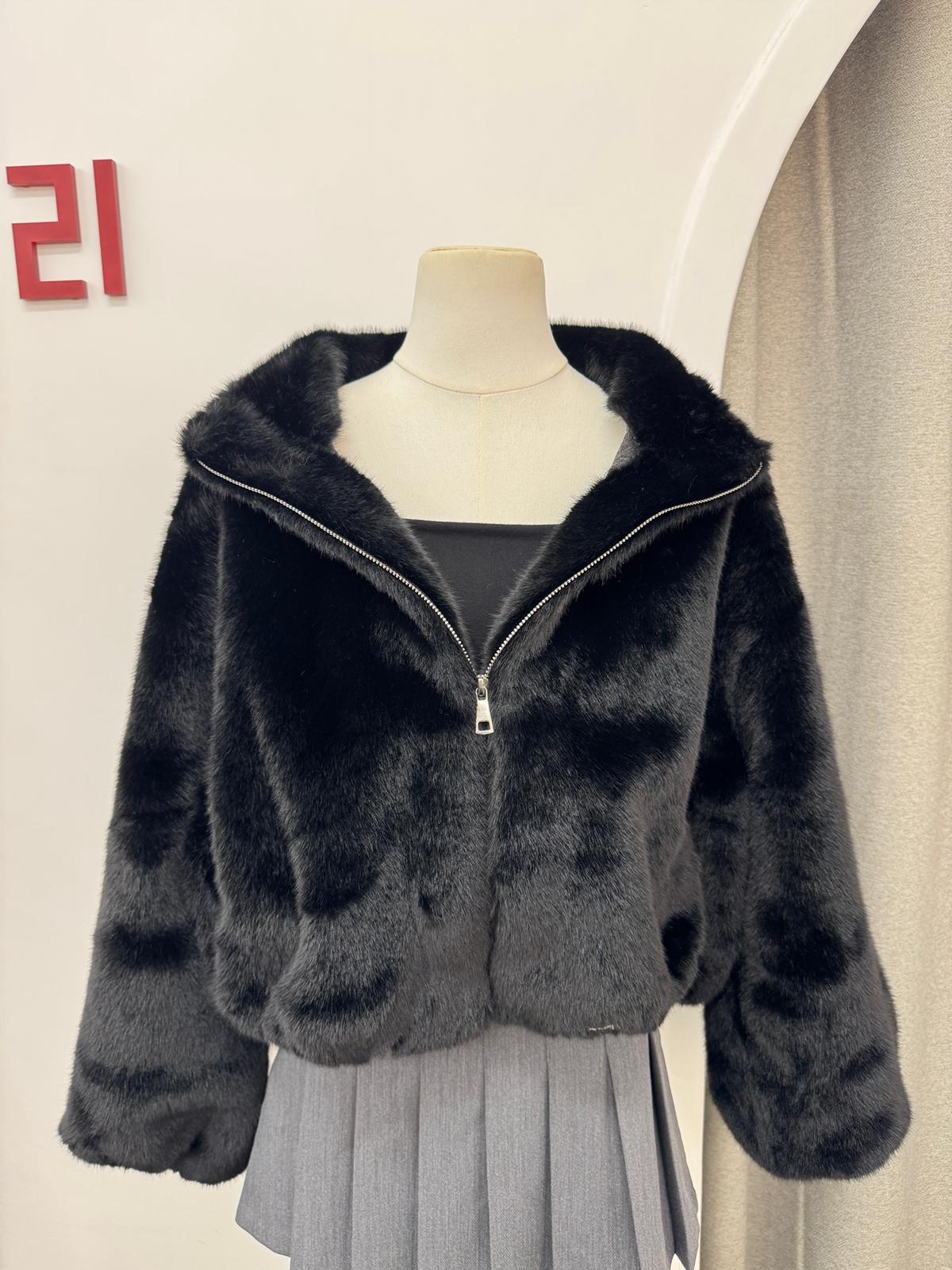 FLUFFY束繩毛毛外套