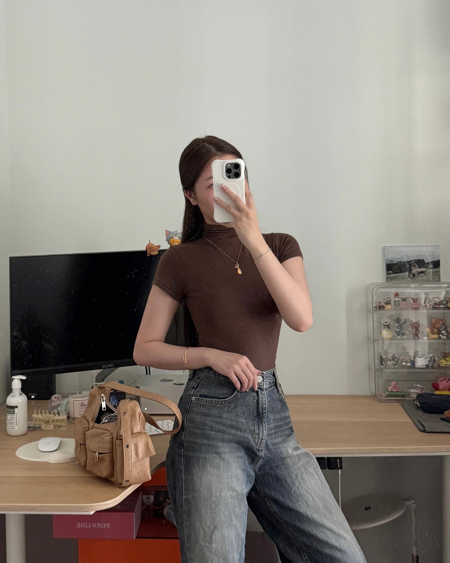 3色CLEAN FIT高領軟糯短TEE