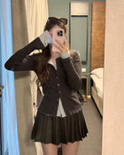 層次感鈕扣假兩件上衣