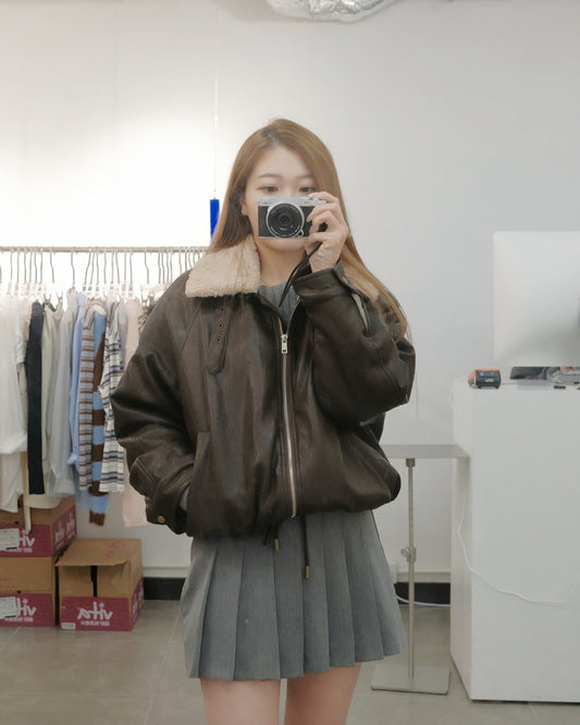 翻領毛毛內襯皮褸