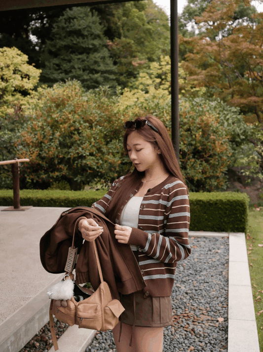 STRIPE開胸針織外套