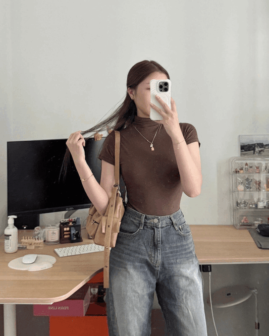 3色CLEAN FIT高領軟糯短TEE