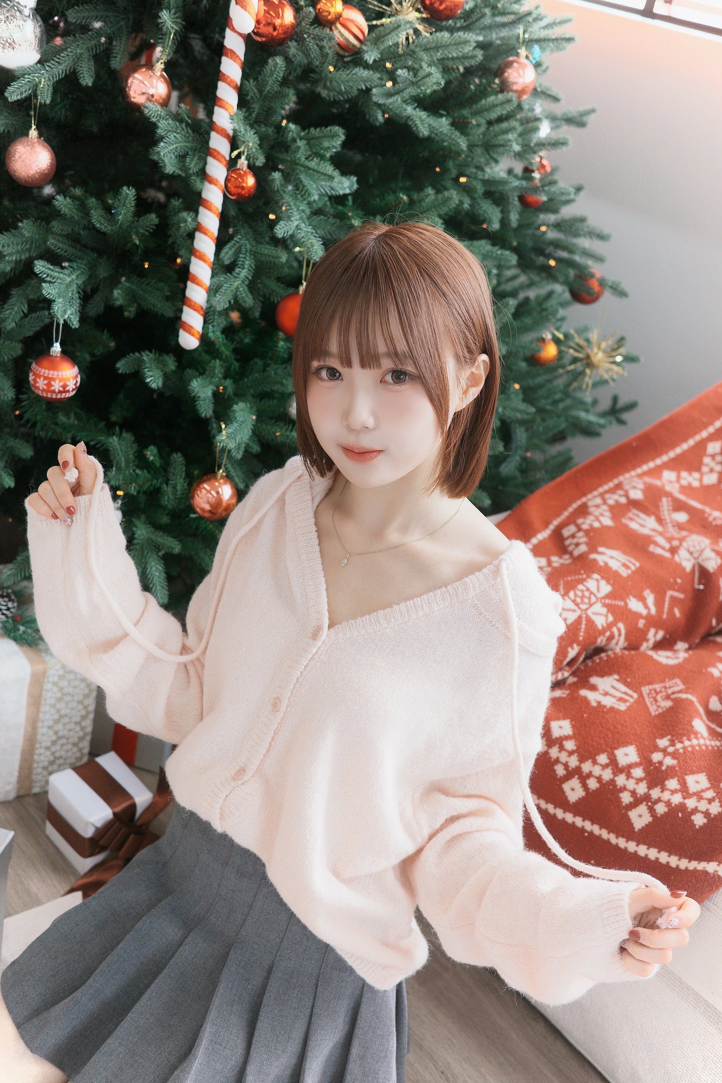 連帽針織開胸上衣