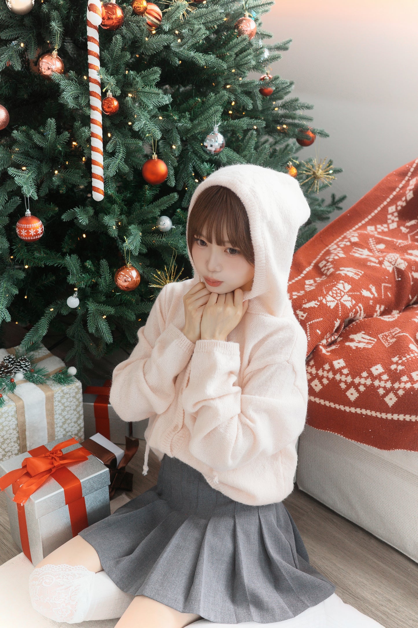 連帽針織開胸上衣