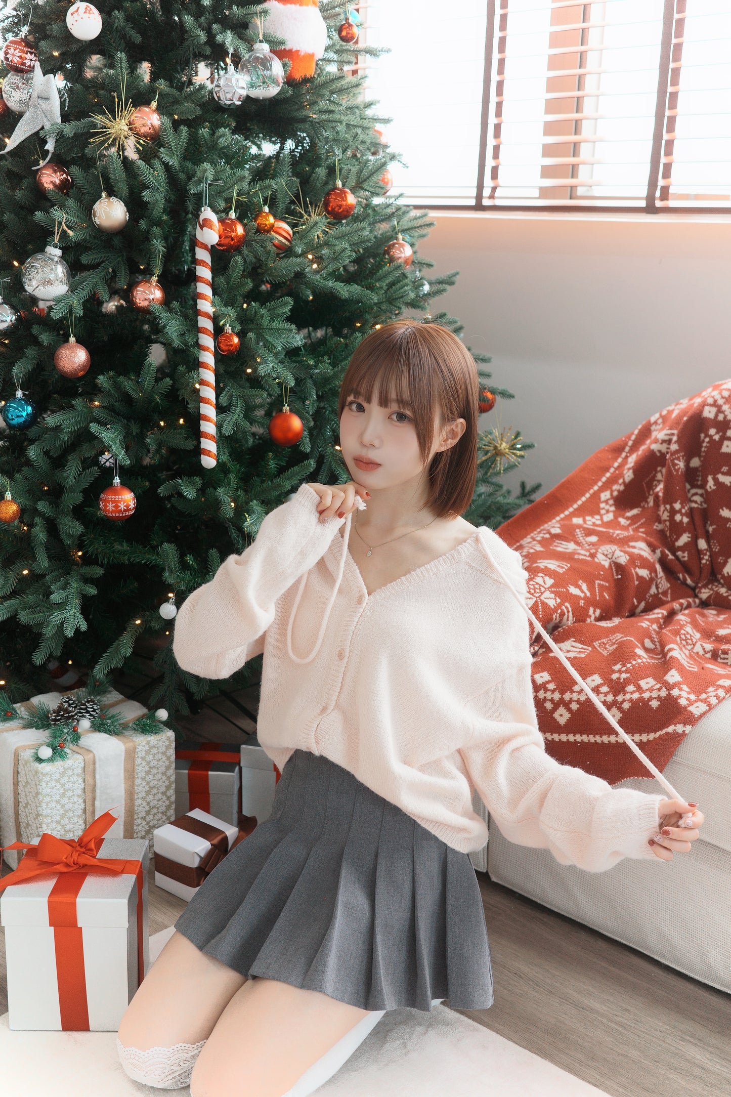 連帽針織開胸上衣