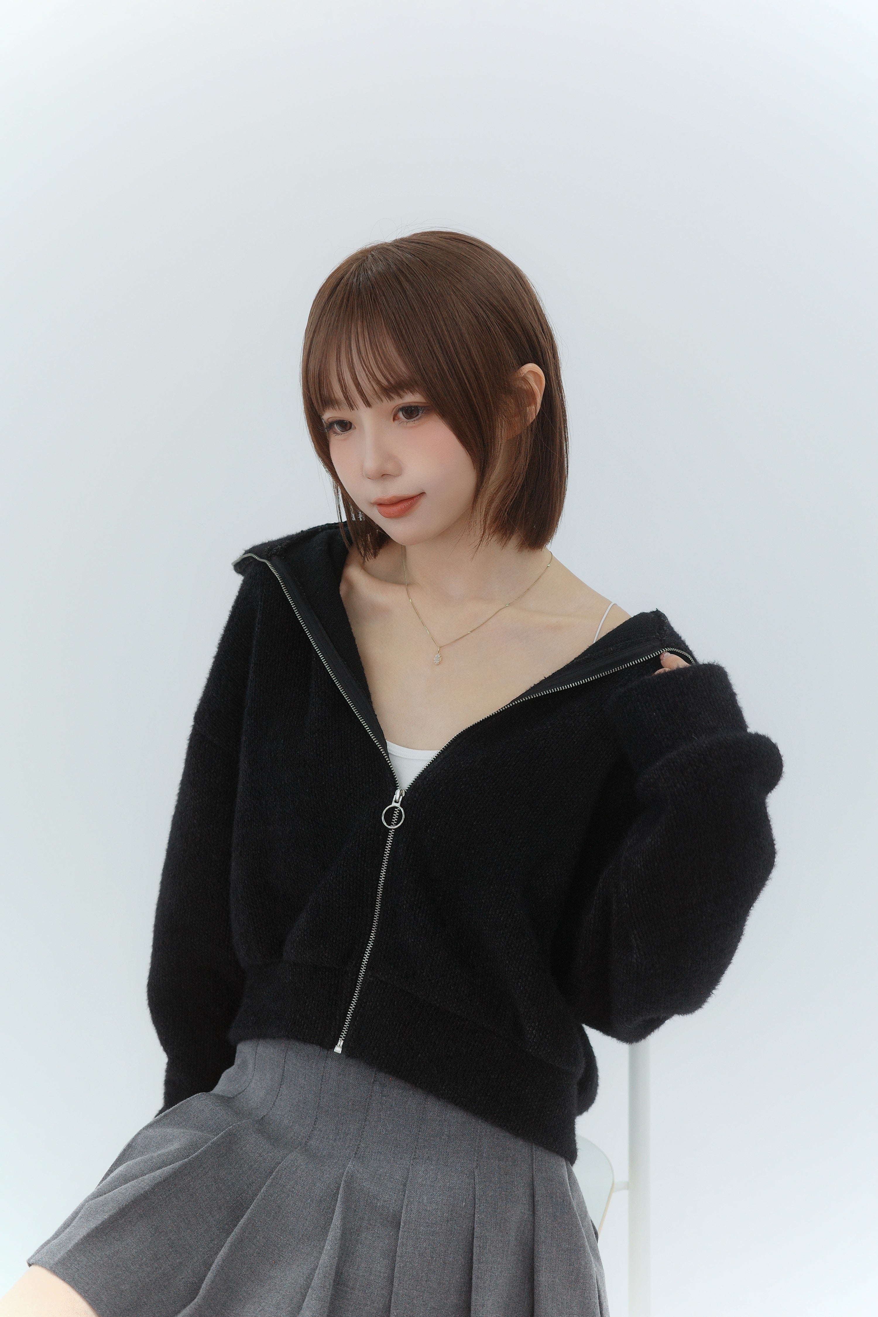 SOFT FAUX FUR ZIP-UP JACKET