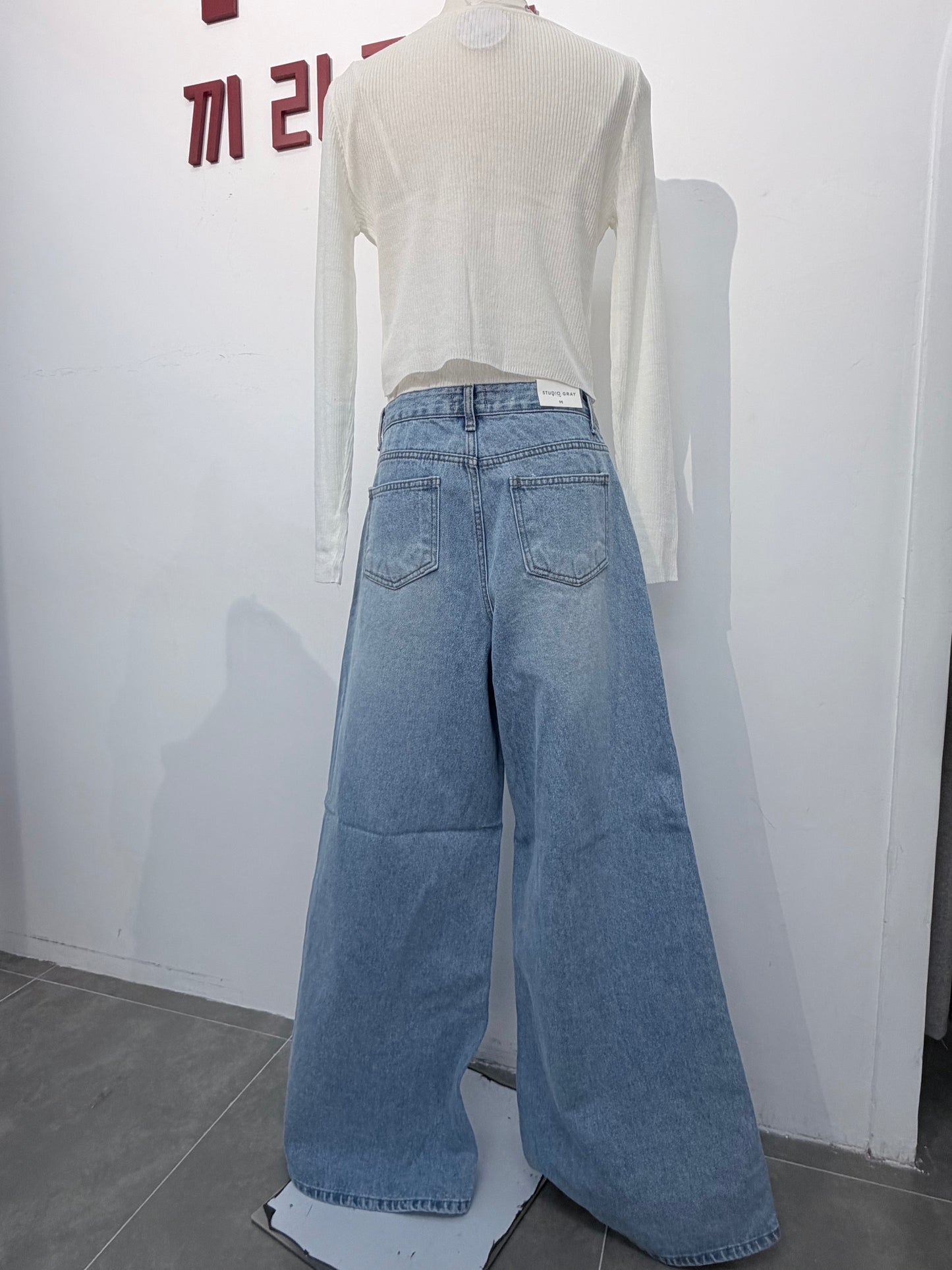 STRAIGHT FIT闊腳牛仔褲