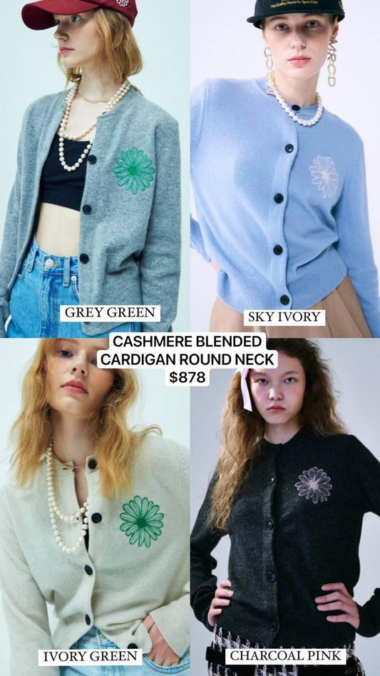CASHMERE BLENDED CARDIGAN ROUND NECK