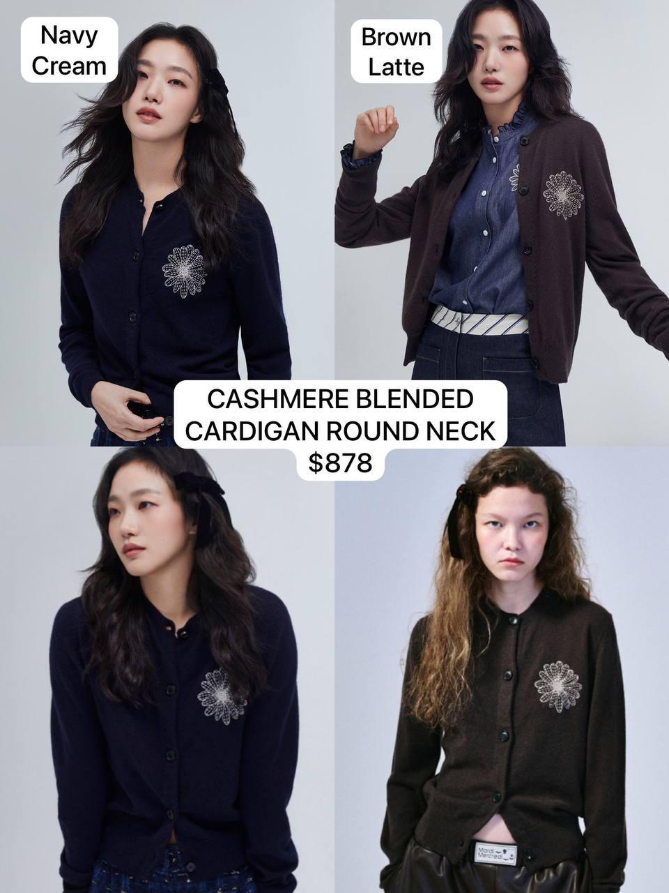 CASHMERE BLENDED CARDIGAN ROUND NECK