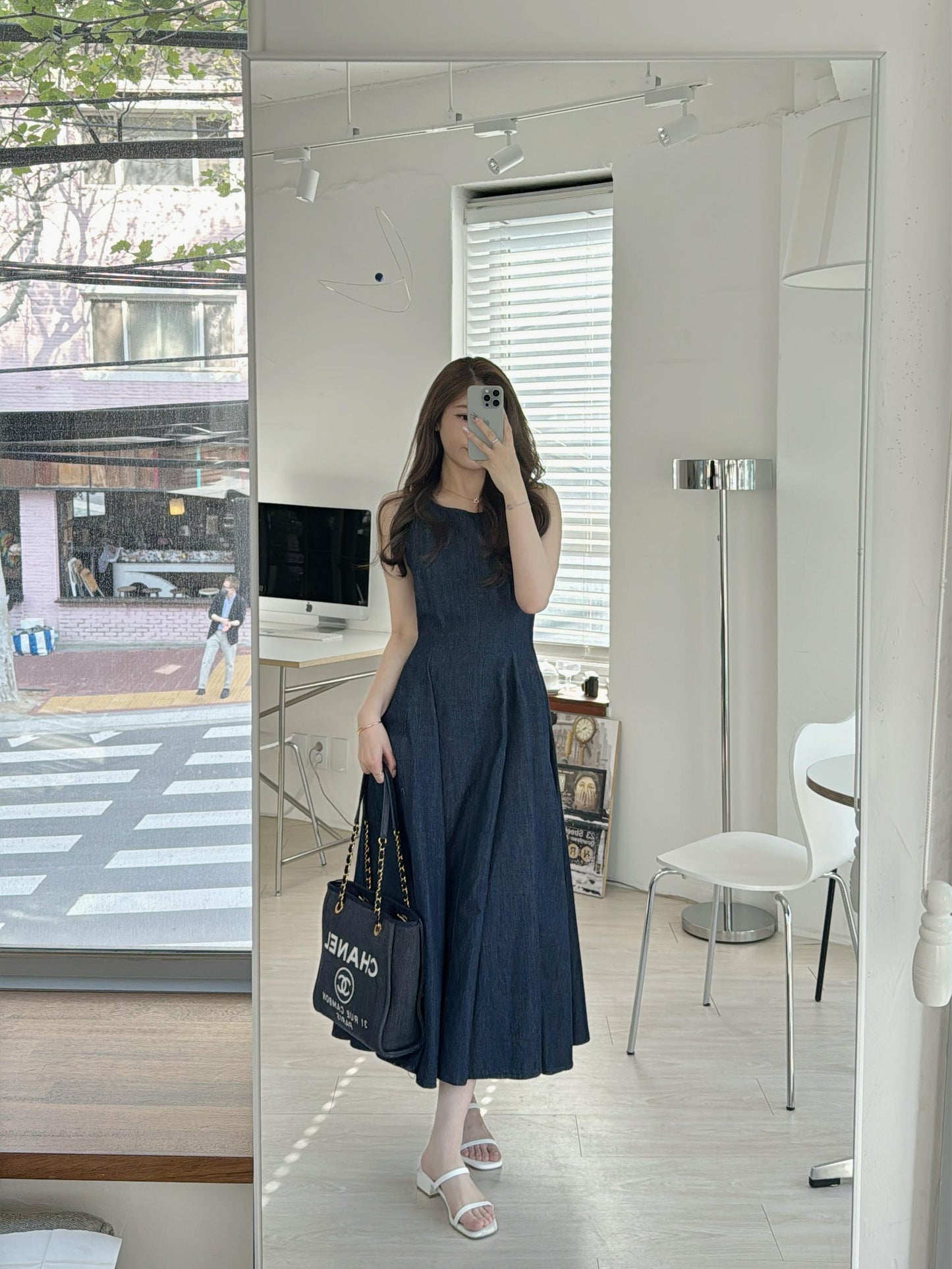 牛仔吊帶MAXI DRESS