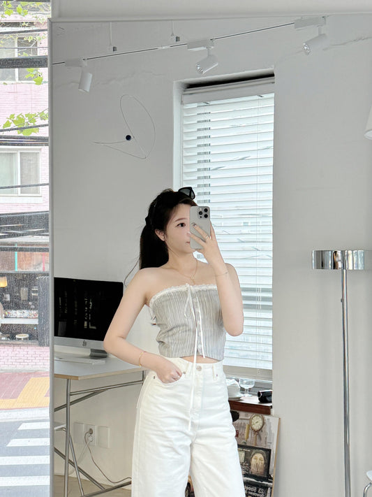 絲帶排扣直紋TUBE TOP