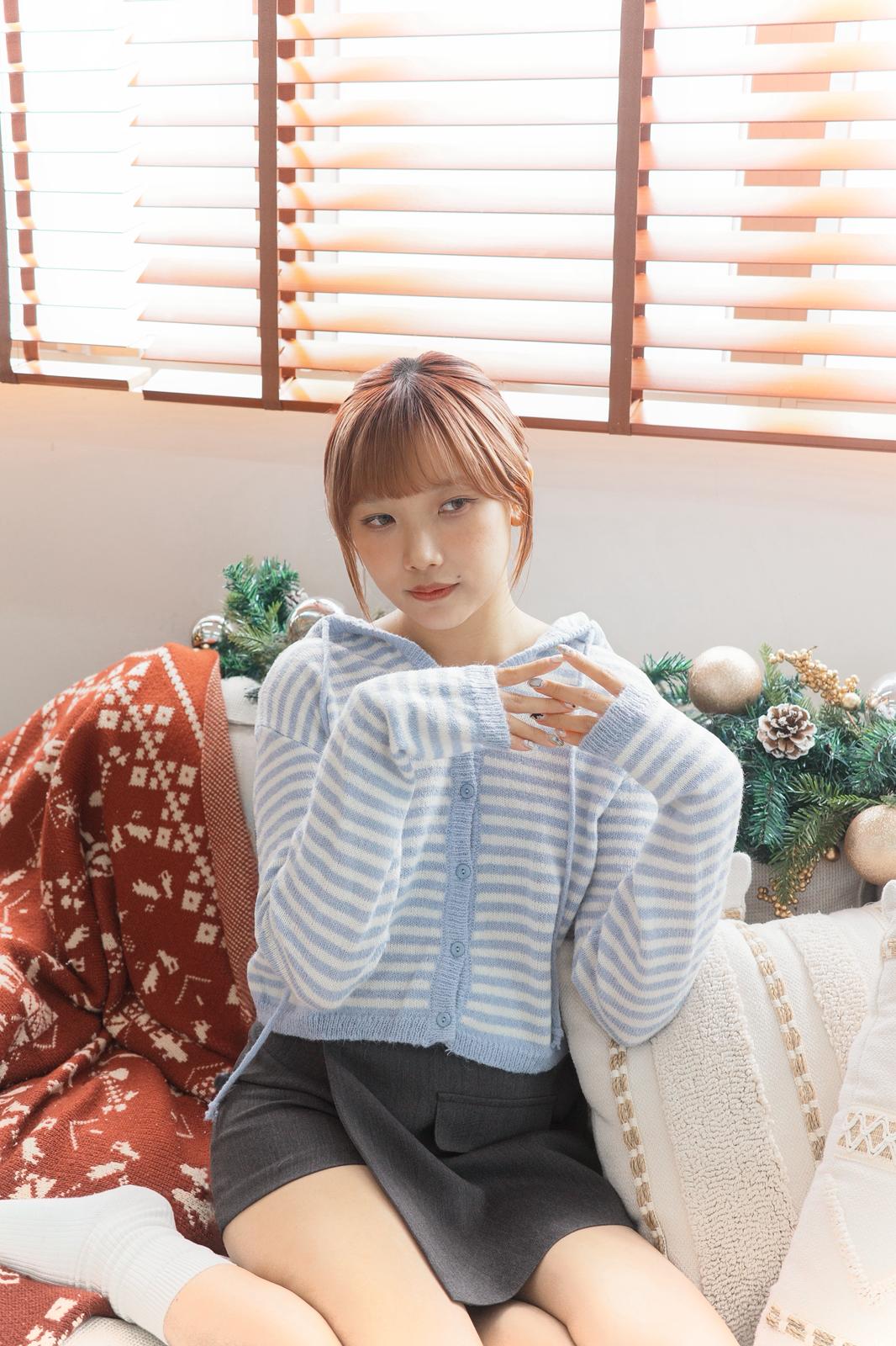 連帽針織開胸上衣