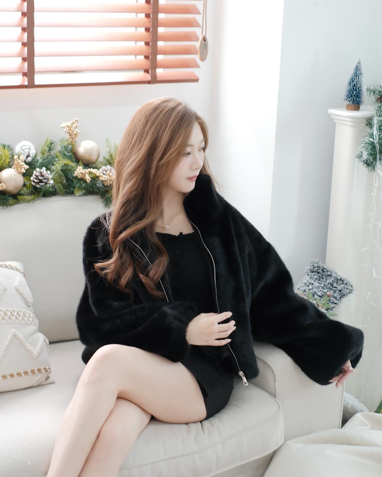 FLUFFY束繩毛毛外套