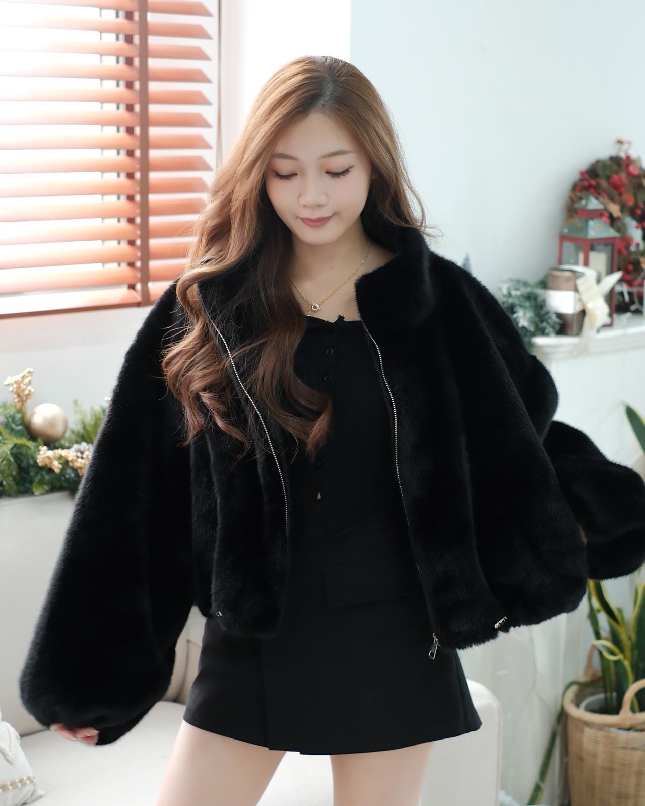 FLUFFY束繩毛毛外套