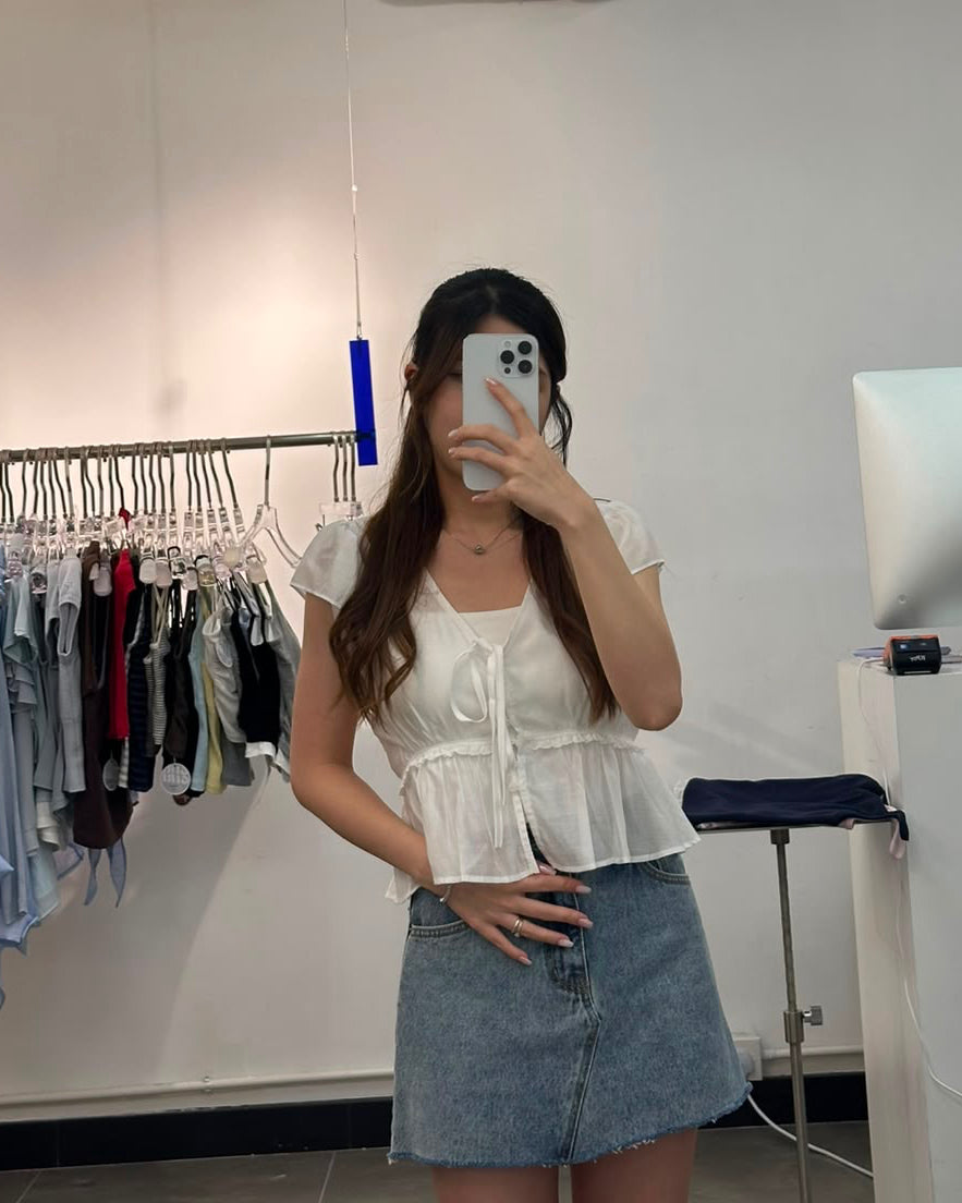 LACE綁結排扣襯衣