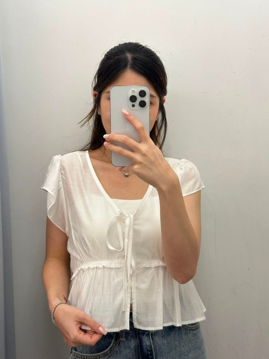 LACE綁結排扣襯衣