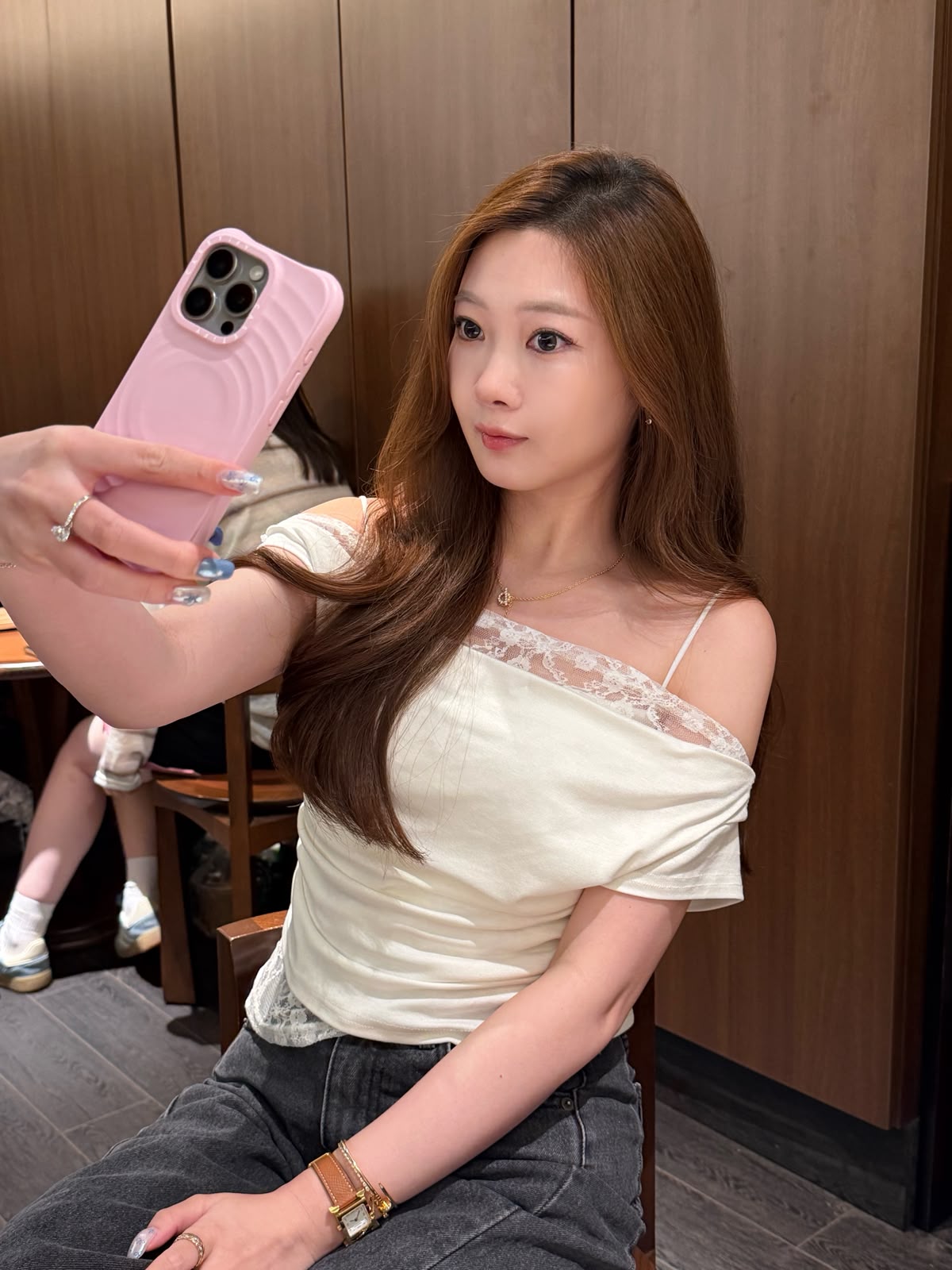LACE LAYER露肩短袖TEE