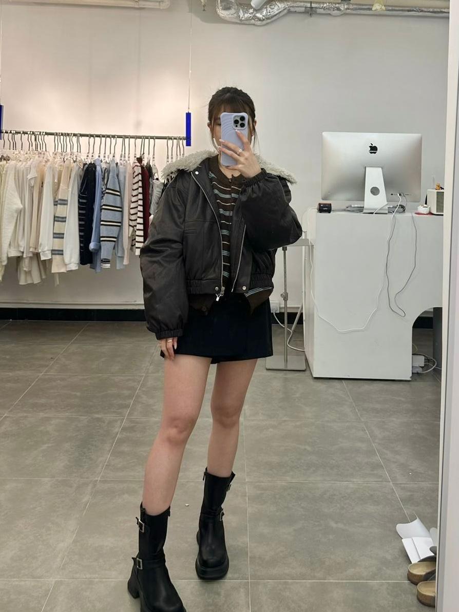 毛領輕薄羽絨皮褸