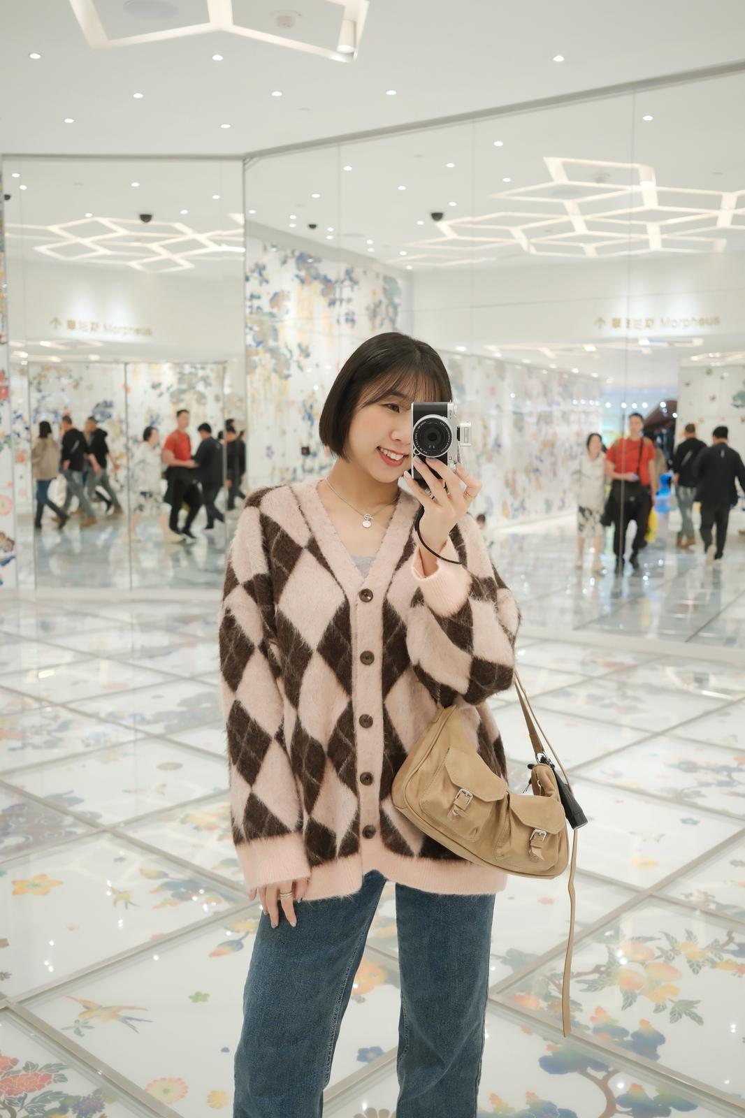 菱格毛毛開胸長版冷衫