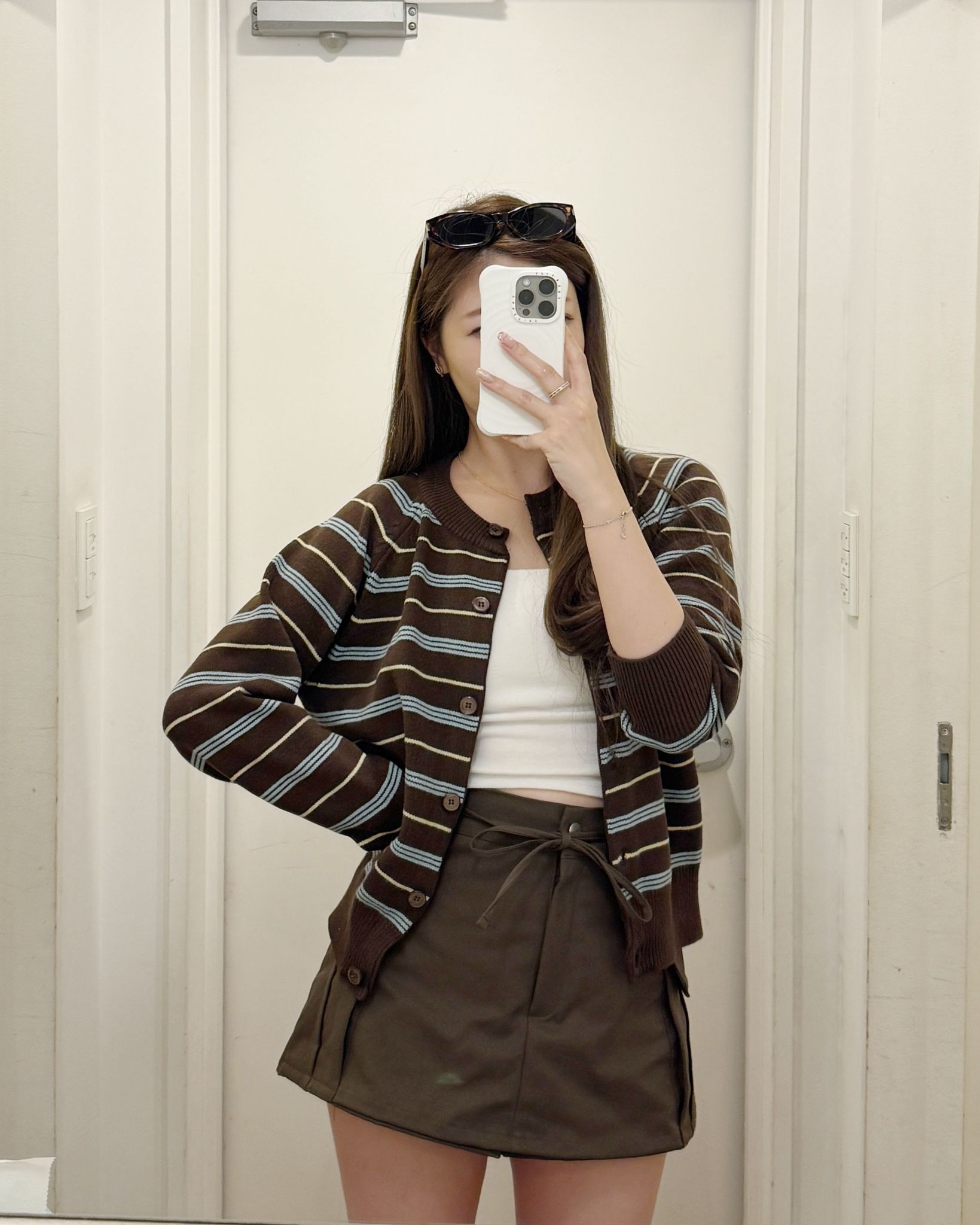 STRIPE開胸針織外套