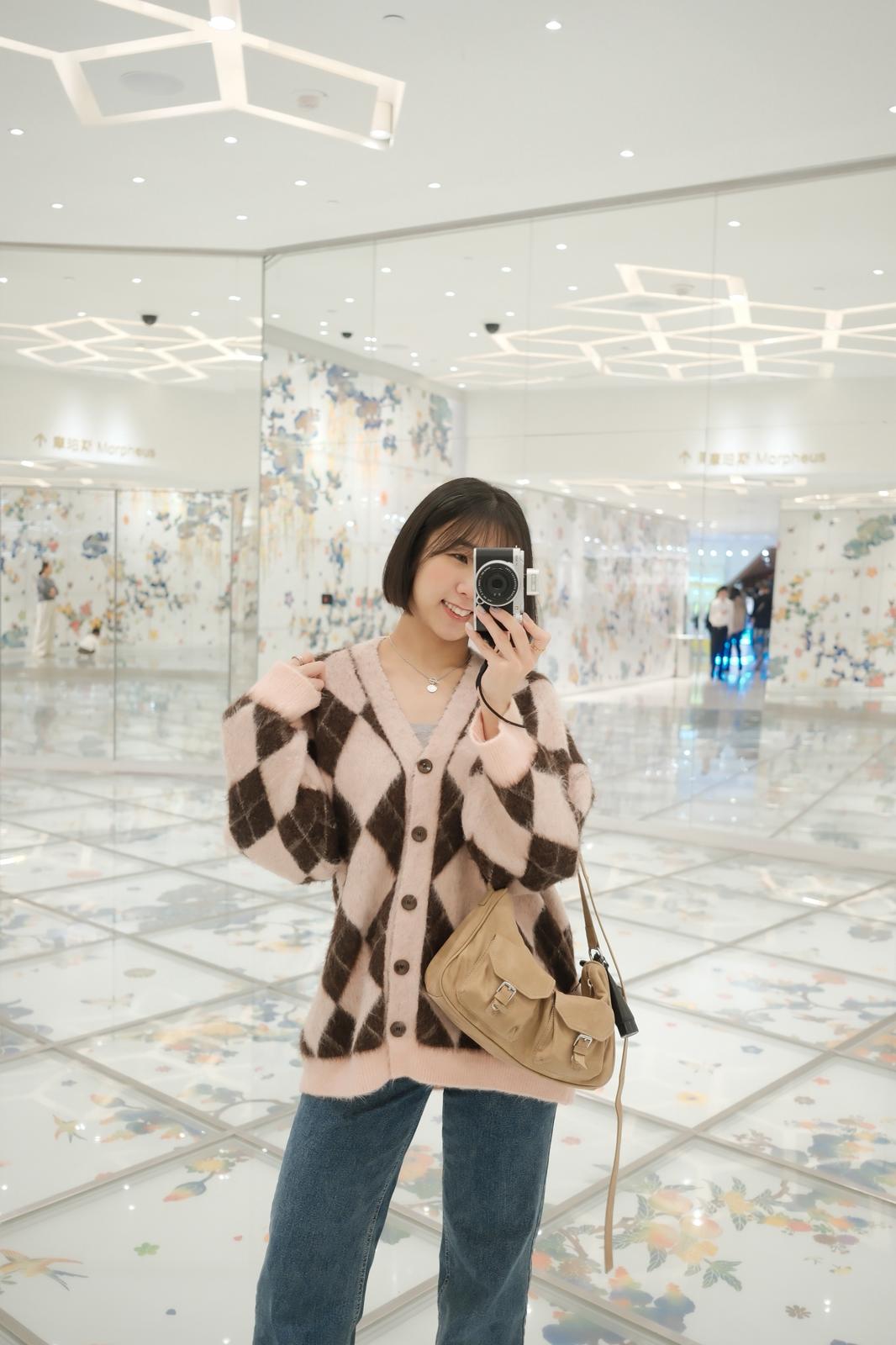 菱格毛毛開胸長版冷衫