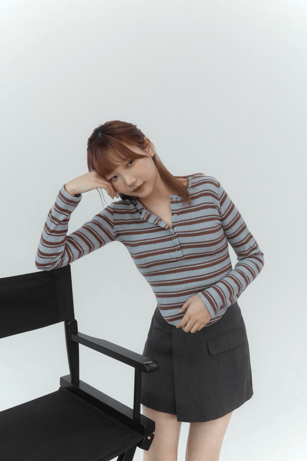 ROUND CUT間紋長袖TEE