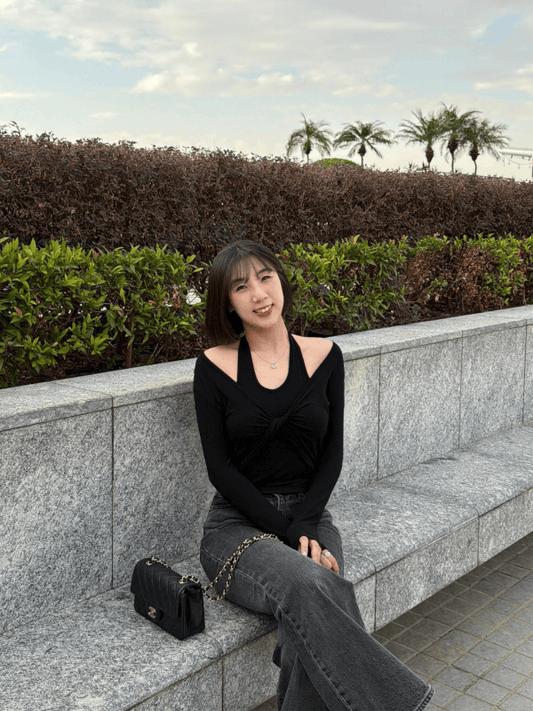 假兩件掛頸連胸墊上衣