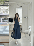 牛仔吊帶MAXI DRESS