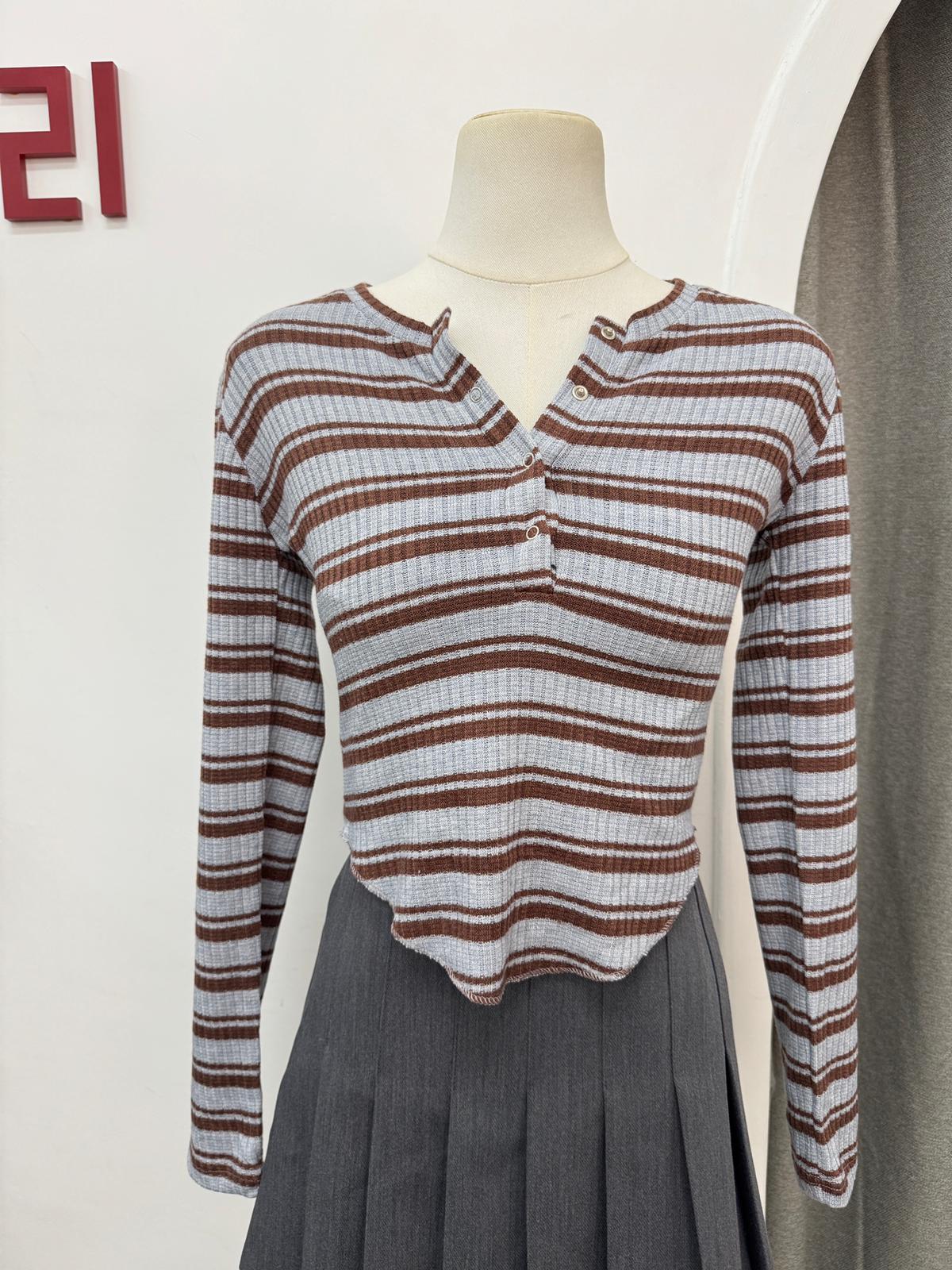 ROUND CUT間紋長袖TEE