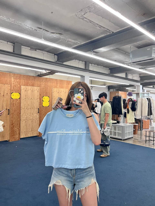 MATIN KIM Cutted logo crop top MK2312TS010M